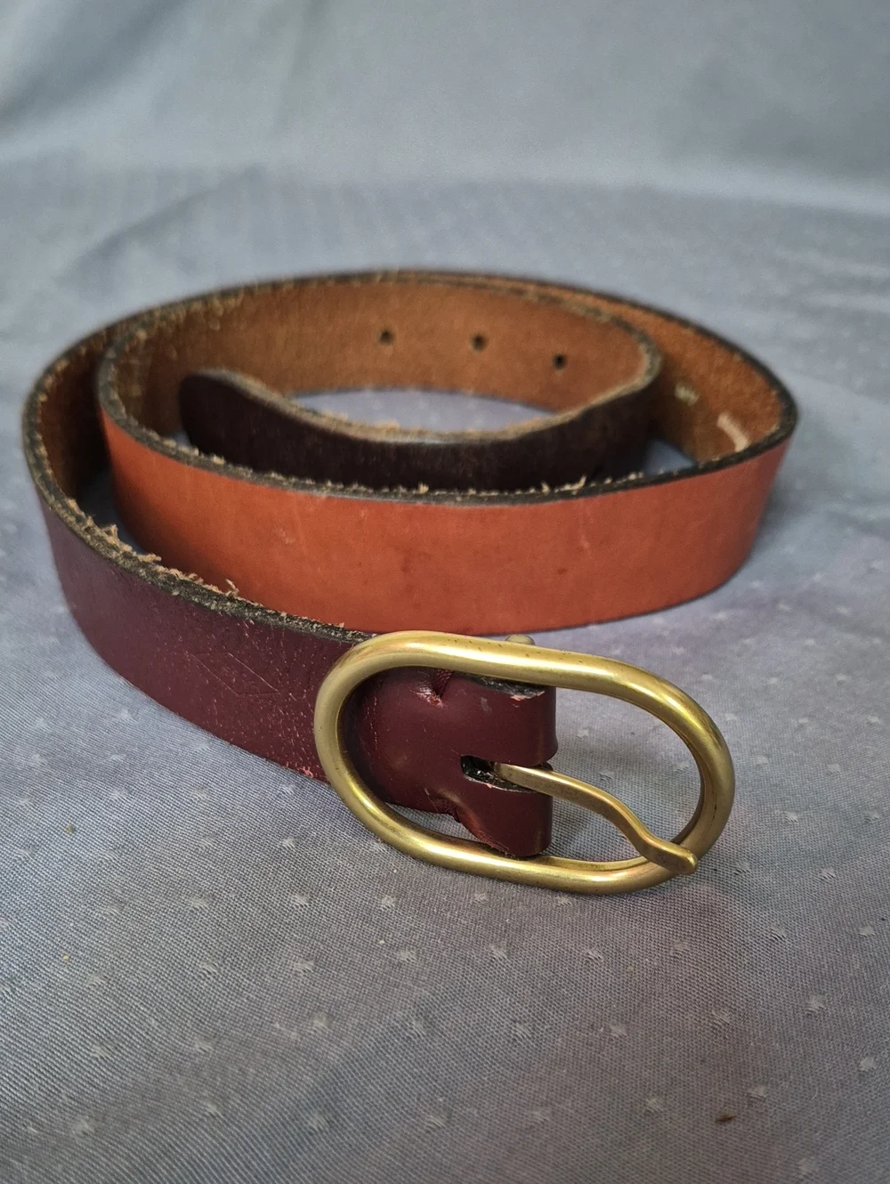 Fossil Patchwork Leather Belt Womens S Brass Oval Buckle Hippie Boho Festival